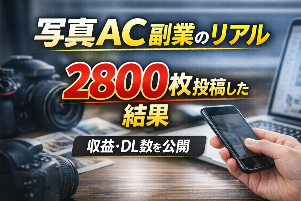 写真AC副業で2800枚投稿した収益結果