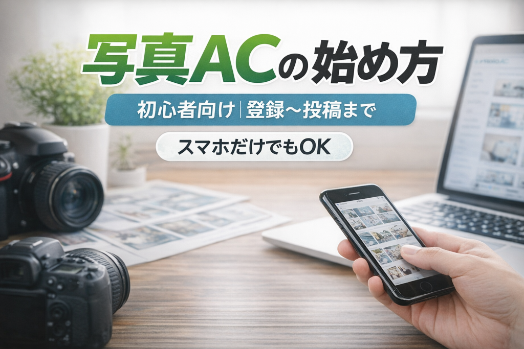 写真ACの始め方を初心者向けに解説したアイキャッチ画像