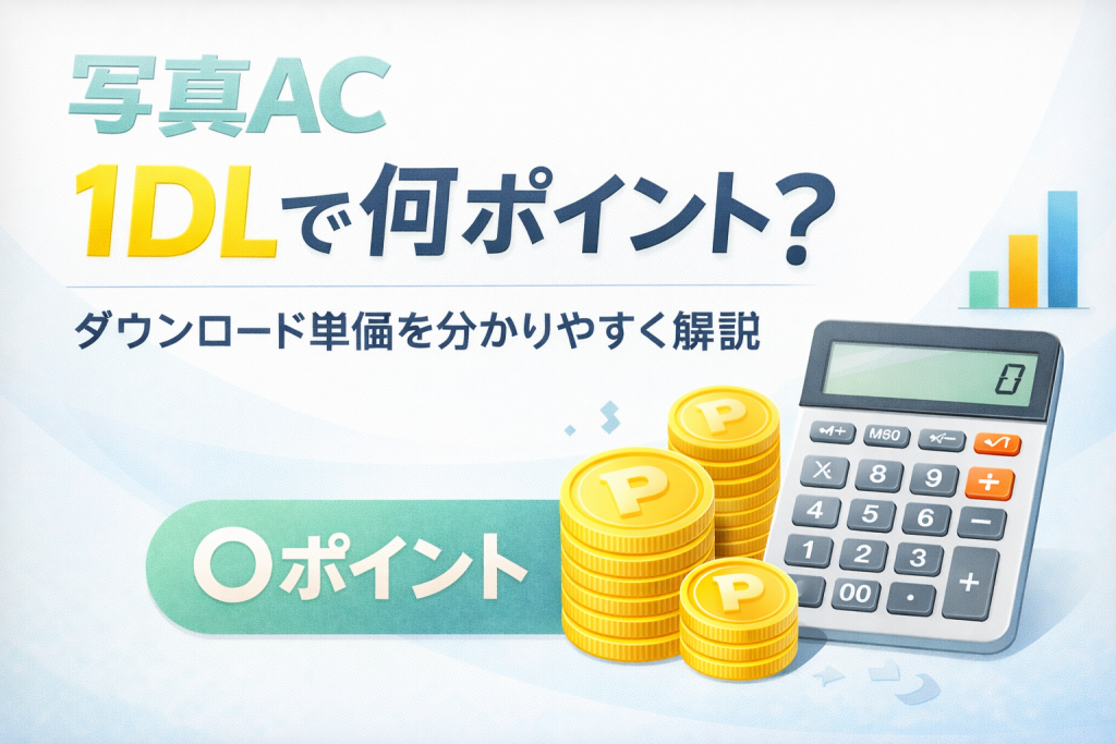 写真ACの1ダウンロードあたりのポイント数と報酬単価を解説したアイキャッチ画像