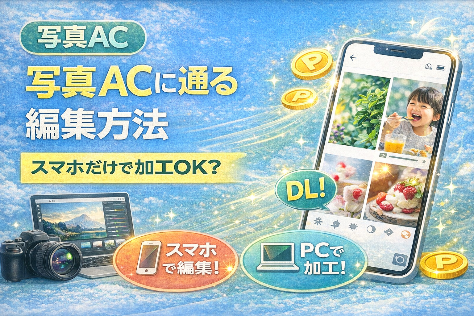 写真ACに通る画像編集方法をスマホとPC別に解説したアイキャッチ画像