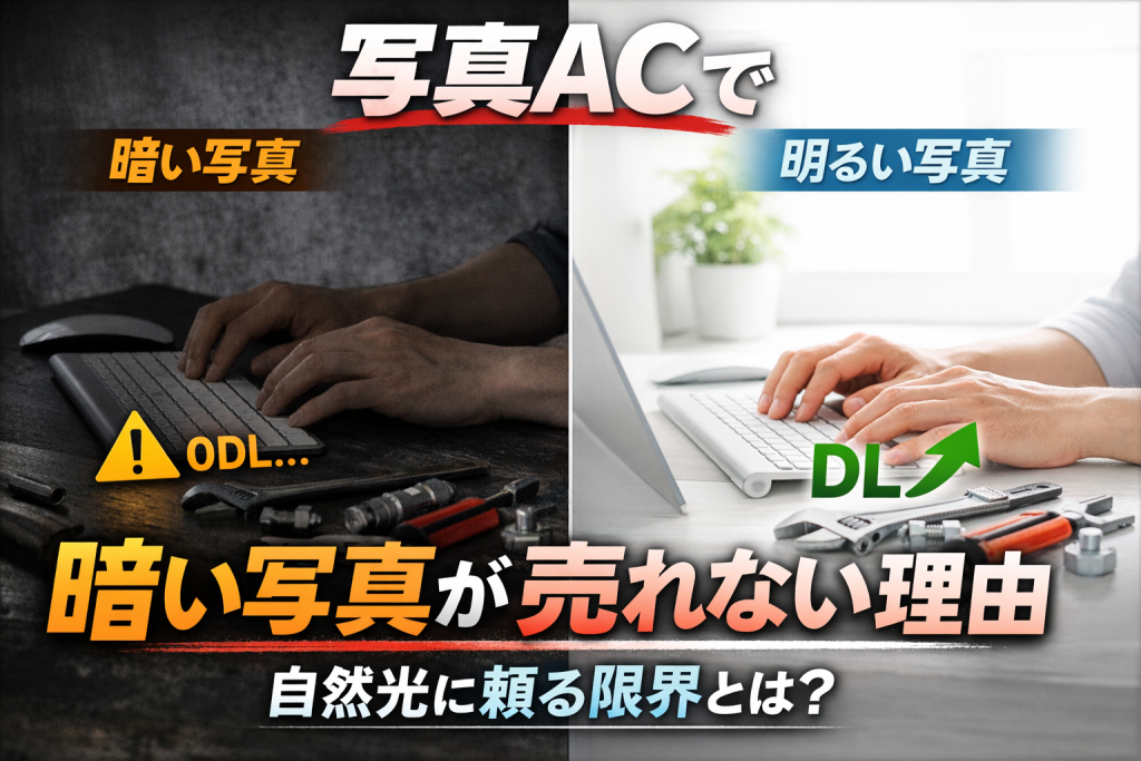 写真ACで暗い写真が売れない理由を明るい写真との比較で示したアイキャッチ